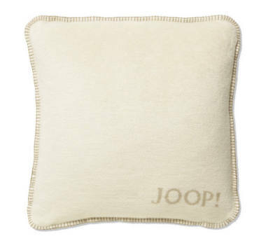 Beige Kissenhülle 50x50cm mit JOOP! Logo, Vorderansicht