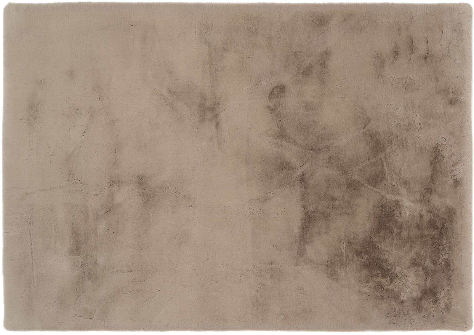 Beige Fellteppich in Draufsicht mit weicher, samtiger Textur.