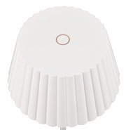 Weiße, geriffelte Akku-Stehleuchte SUAREZ von oben betrachtet