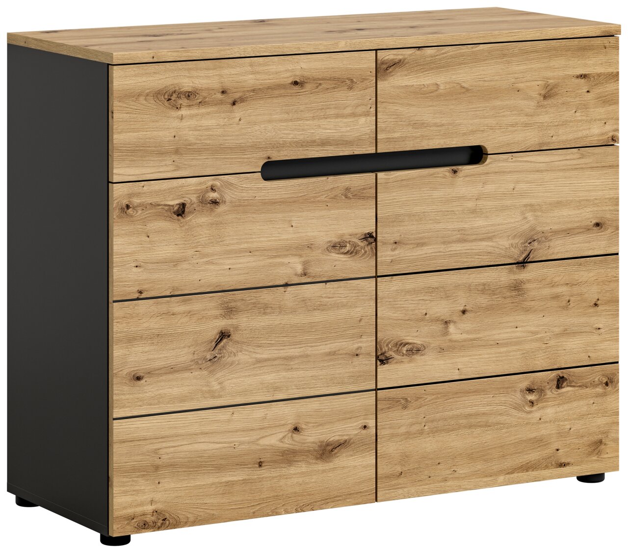 MID.YOU Kommode CANU Kommode aus Holz mit sechs Schubladen, Frontansicht