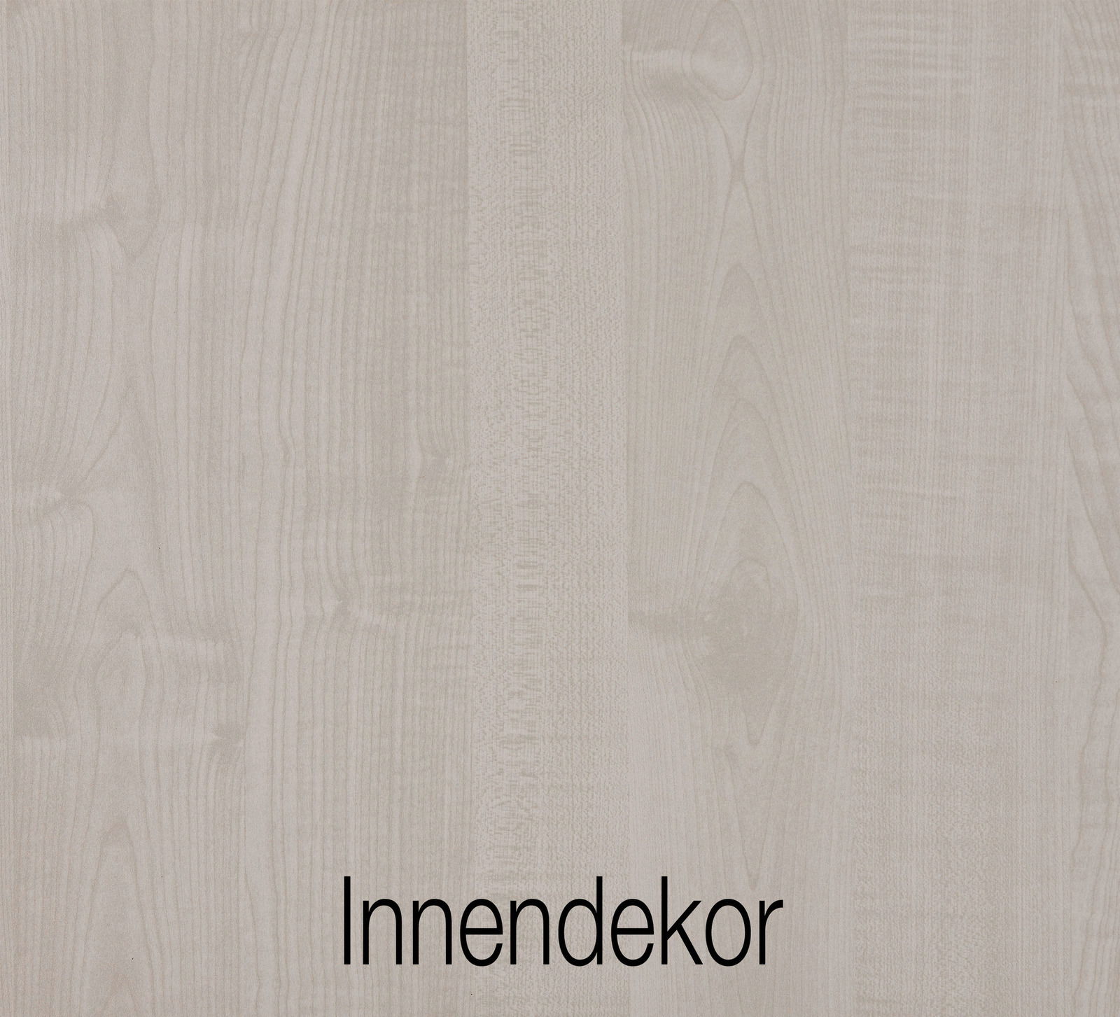 Nahaufnahme des Innendekors eines Schwebetürenschranks mit Holzmaserung in heller Farbe.