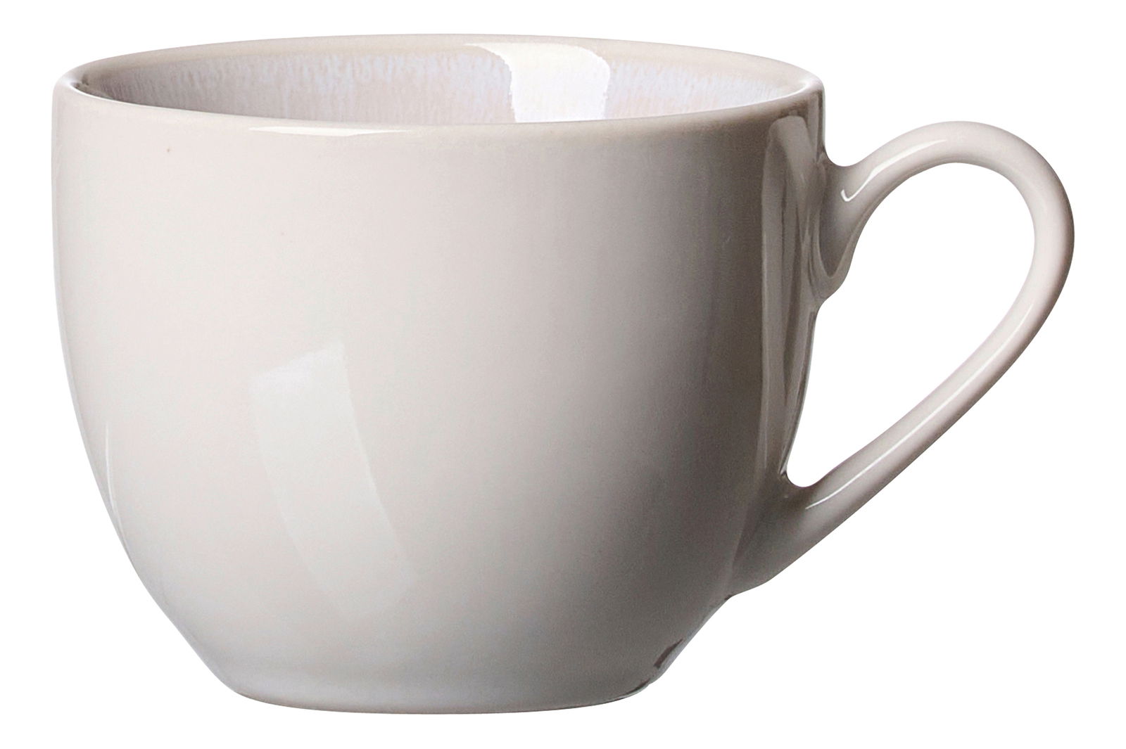 Weiße Espressotasse Laredo 90ml mit Henkel, seitliche Ansicht