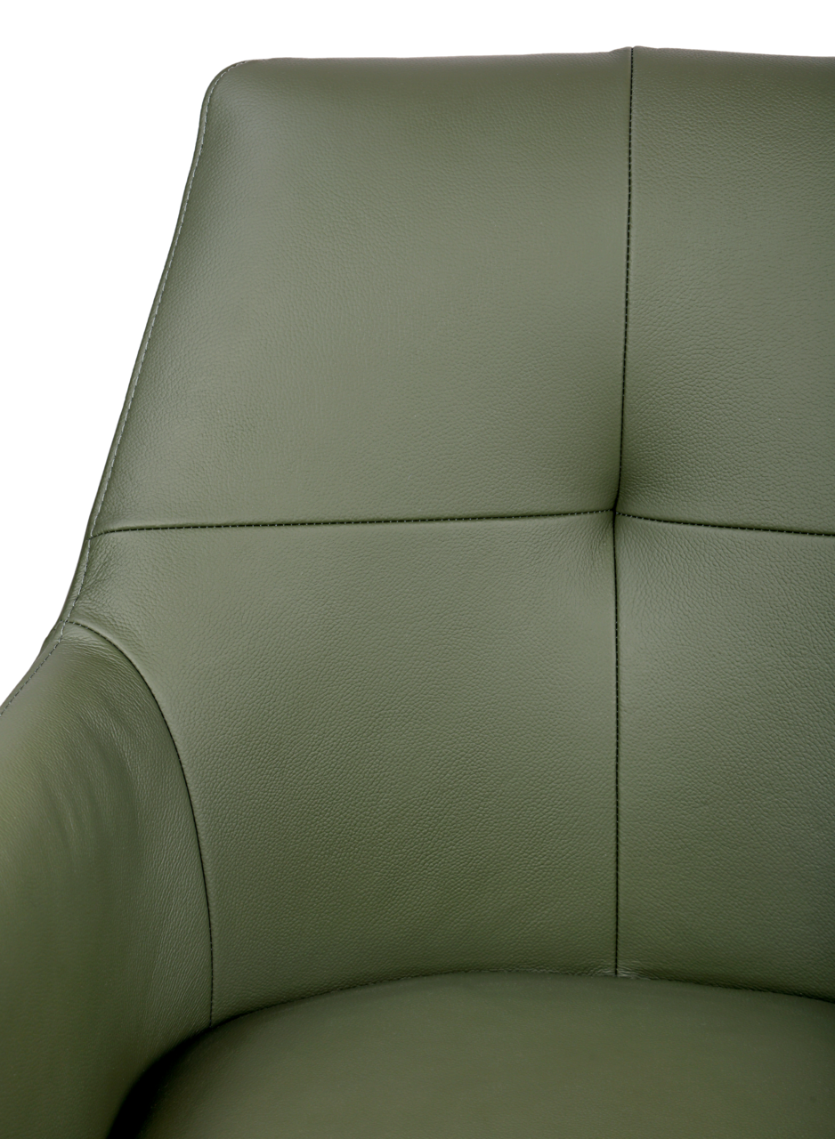 Novel Barhocker MEDUSA Nahaufnahme eines grünen Barhockers mit gepolsterter Rückenlehne, Vorderansicht