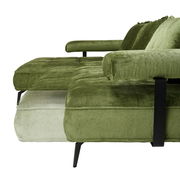 Grüne Longchairkombination mit schwarzem Metallgestell, seitliche Perspektive