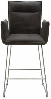 Moderner Tresensessel Valnatura SCALA in dunklem Stoffbezug mit Metallbeinen, Frontalansicht