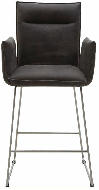 Moderner Tresensessel Valnatura SCALA in dunklem Stoffbezug mit Metallbeinen, Frontalansicht