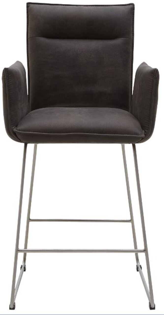 Moderner Tresensessel Valnatura SCALA in dunklem Stoffbezug mit Metallbeinen, Frontalansicht