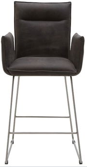 Moderner Tresensessel Valnatura SCALA in dunklem Stoffbezug mit Metallbeinen, Frontalansicht