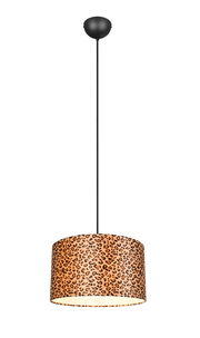 Pendelleuchte mit Leopardenmuster, seitliche Perspektive