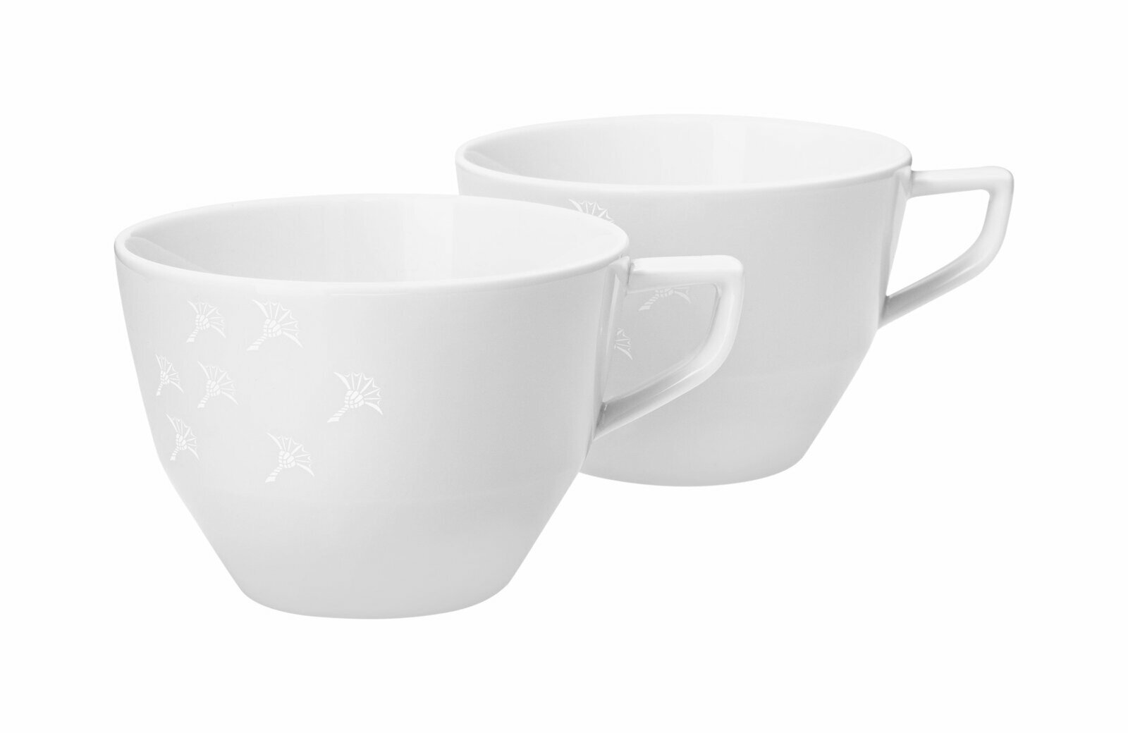 JOOP! Tasse 2er-Set DINING GLAMOUR Zwei weiße Tassen mit dezentem Muster, seitliche Perspektive