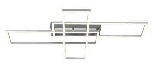 Moderne led-plafondlamp met rechthoekig frame, gezien van onderaf