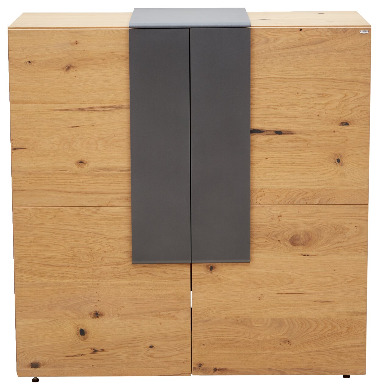 Moderner Schuhschrank aus Holz mit grauen Akzenten, Frontalansicht