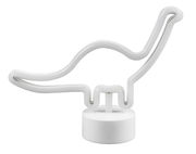 Weiße Tischleuchte in Form eines Dinosauriers, seitliche Perspektive