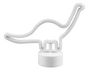 Weiße Tischleuchte in Form eines Dinosauriers, seitliche Perspektive