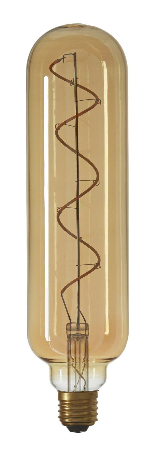 LED-Deko-Leuchtmittel in zylindrischer Form mit spiralförmigem Glühfaden, seitliche Perspektive