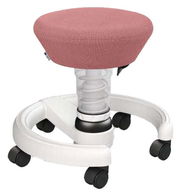 Roter Sitzhocker für Kinder mit Rollen, seitliche Perspektive