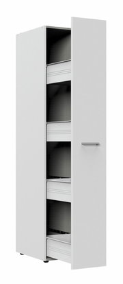 Witte apothekerskast met open deur, zijaanzicht
