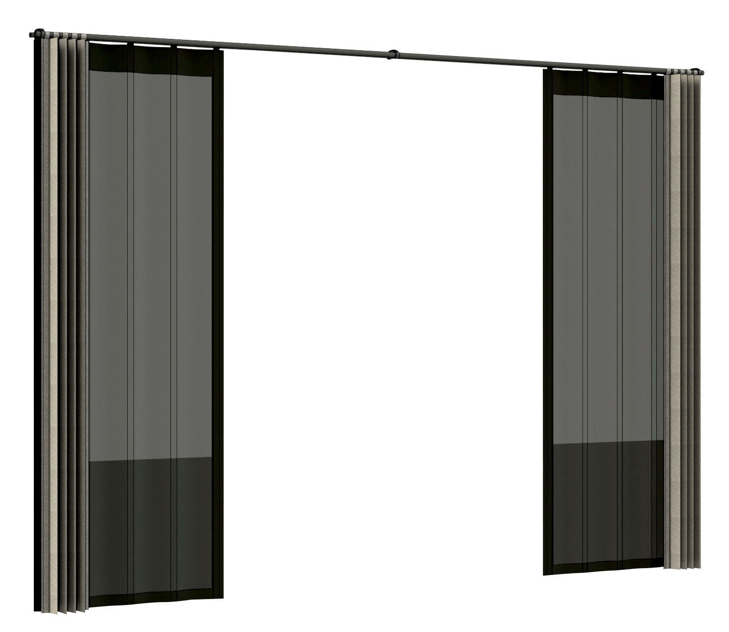 Siena Garden Vorhang Set SCHATTENMANUFAKTUR Vorhang Set in schwarzer Farbe, frontal betrachtet, mit transparenten und blickdichten Elementen.