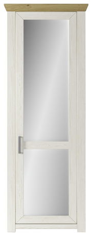 Garderobenschrank mit Spiegel, weiße Holzoptik, Frontalansicht