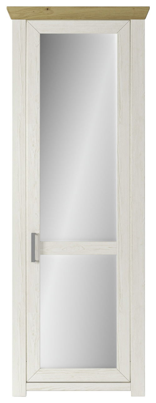 Garderobenschrank mit Spiegel, weiße Holzoptik, Frontalansicht