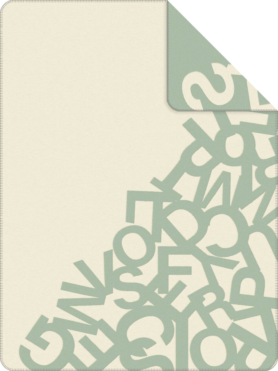 s.Oliver Wohndecke 150x200cm weiß/grün Jacquard Decke mit Buchstabenmuster in Grün und Beige, Draufsicht