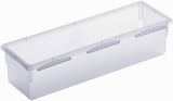 Transparente Kunststoffbox, rechteckig, mit Deckel, seitliche Perspektive