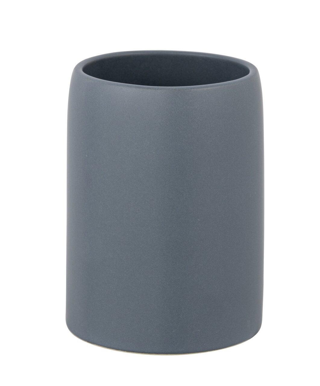 Keramik Zahnputzbecher Funo in Dunkelgrau, seitliche Perspektive
