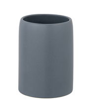 Keramik Zahnputzbecher Funo in Dunkelgrau, seitliche Perspektive