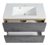 Waschtisch-Set 80 cm mit weißem Waschbecken und grauen Schubladen, Ansicht von oben