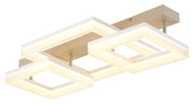 Moderne LED-Deckenleuchte mit drei quadratischen, leuchtenden Rahmen, seitliche Perspektive
