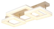 Moderne led-plafondlamp met drie vierkante, verlichte randen, zijaanzicht