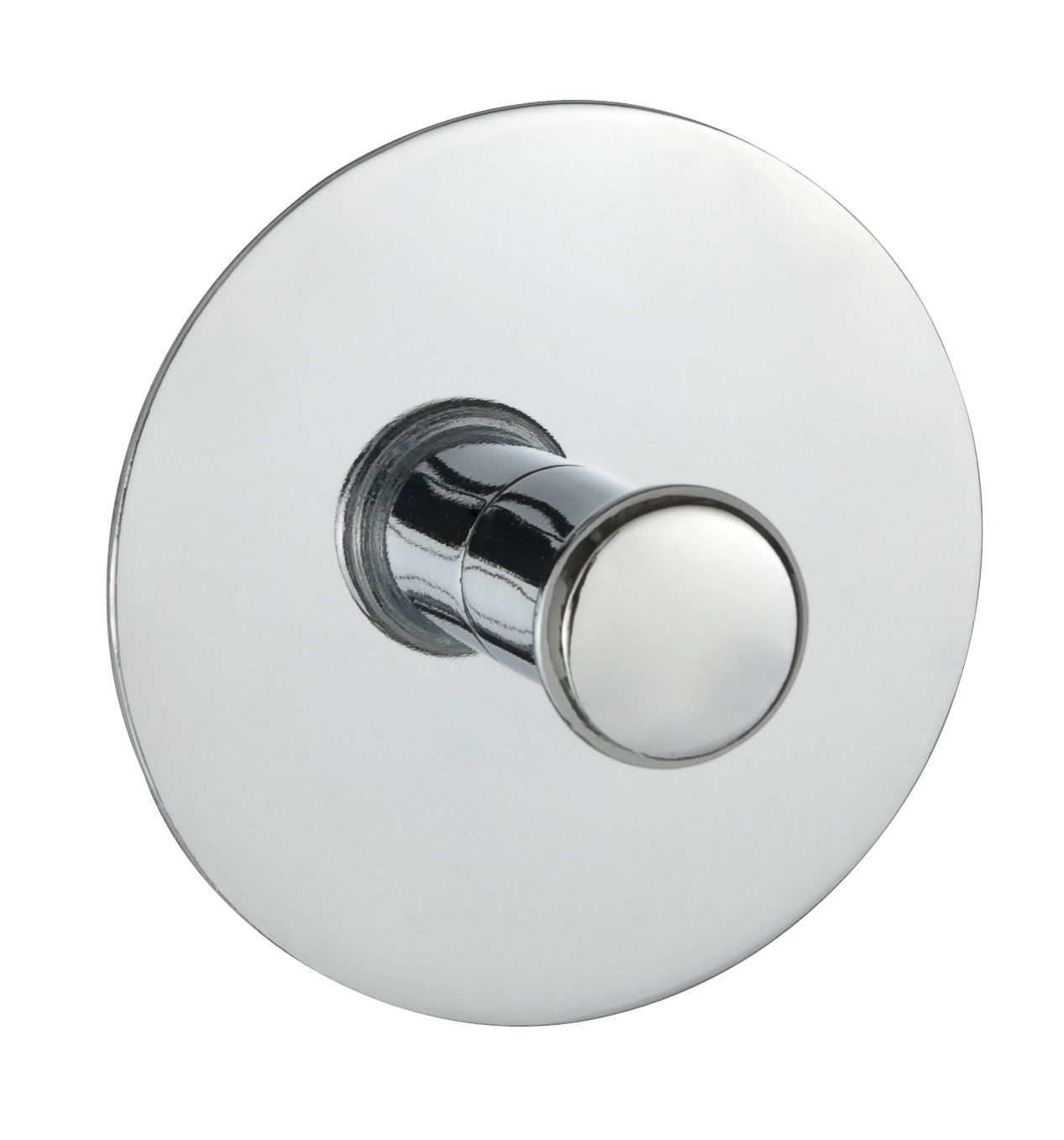 Wandhaken aus Chrom in Nahaufnahme, seitliche Perspektive