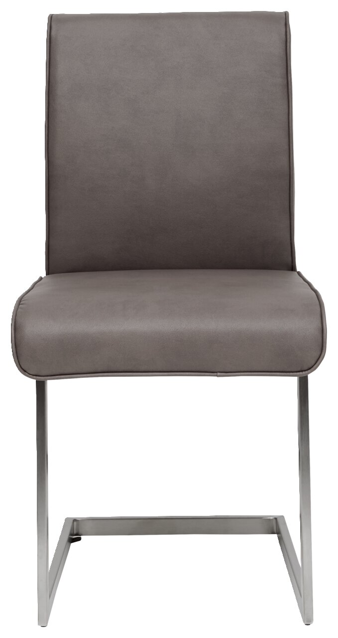 Freischwinger-Stuhl in grauem Stoff mit Metallgestell, Frontalansicht