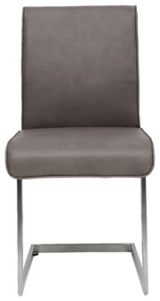 Freischwinger-Stuhl in grauem Stoff mit Metallgestell, Frontalansicht