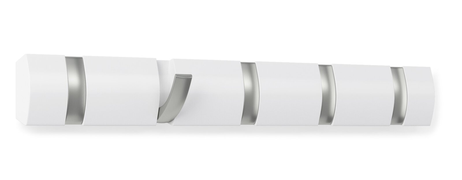 Umbra Wandgarderobe FLIP Moderne Wandgarderobe mit mehreren ausklappbaren Haken, seitliche Perspektive