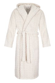 Weißer Kapuzenmantel aus der COSY KNITS Kollektion von MÖVE, frontal abgebildet