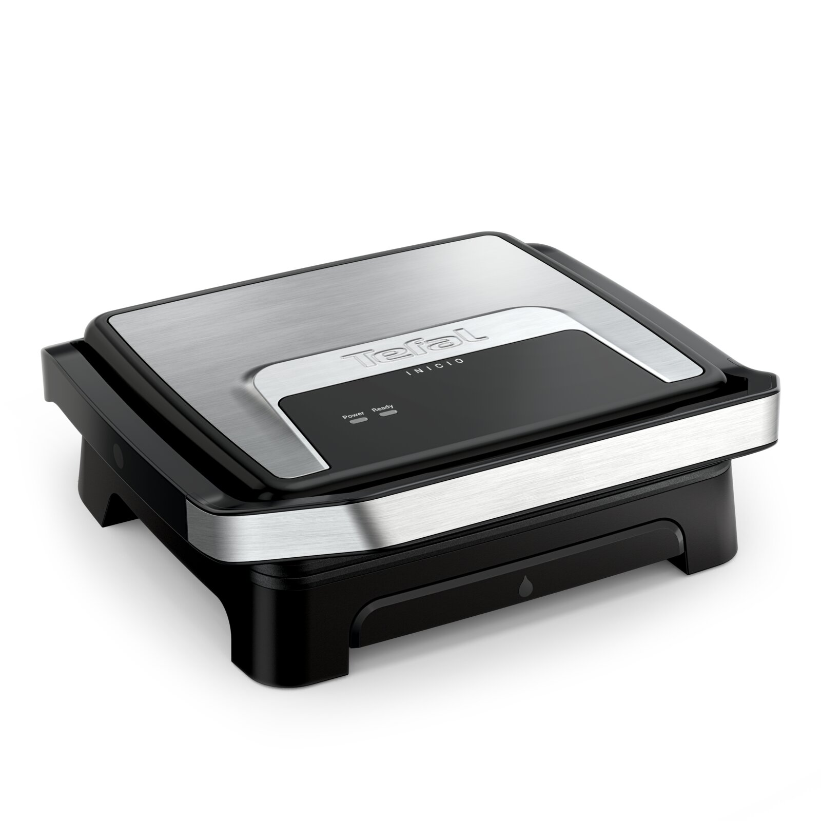 Moderne contactgrill Classic GC271D van roestvrij staal en zwart kunststof, zijaanzicht