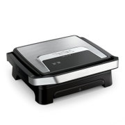 Moderne contactgrill Classic GC271D van roestvrij staal en zwart kunststof, zijaanzicht