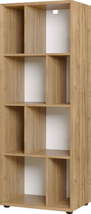 Holzregal mit mehreren Fächern, frontale Perspektive