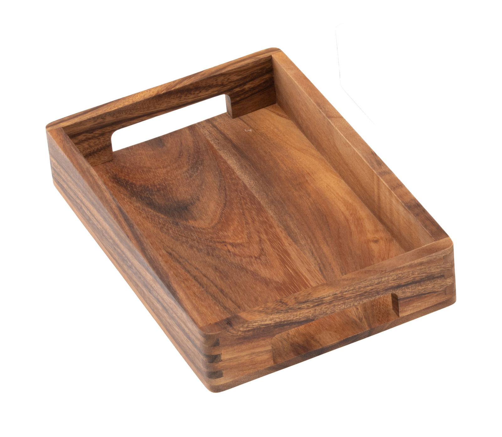 Holztablett mit Griffen, rechteckig, aus der Vogelperspektive
