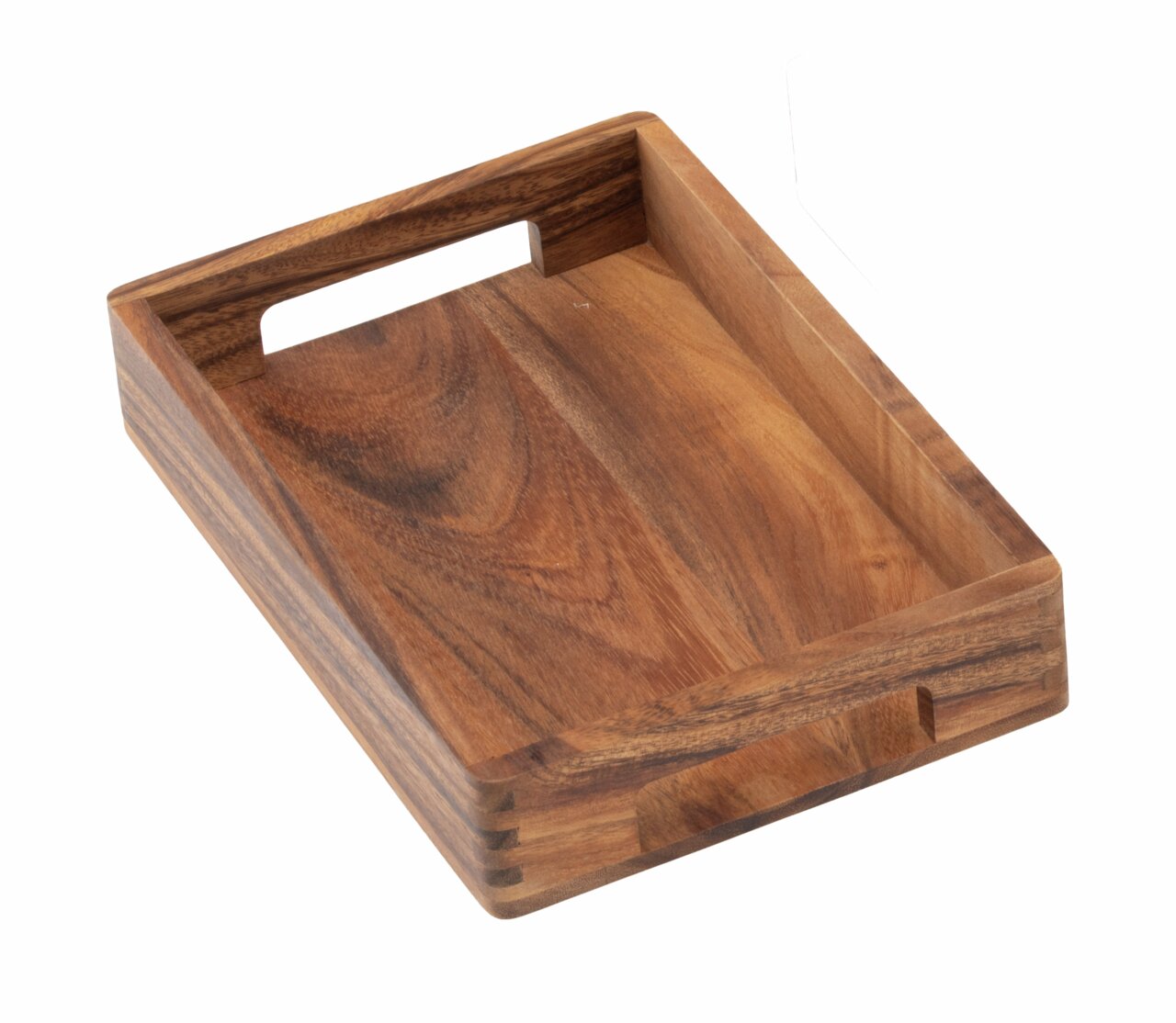 Holztablett mit Griffen, rechteckig, aus der Vogelperspektive