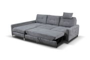 Graues Ecksofa mit ausziehbarer Liegefläche, Perspektive von vorne links