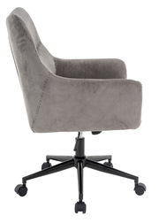 Grauer Drehstuhl aus Stoff mit Armlehnen, Seitenansicht