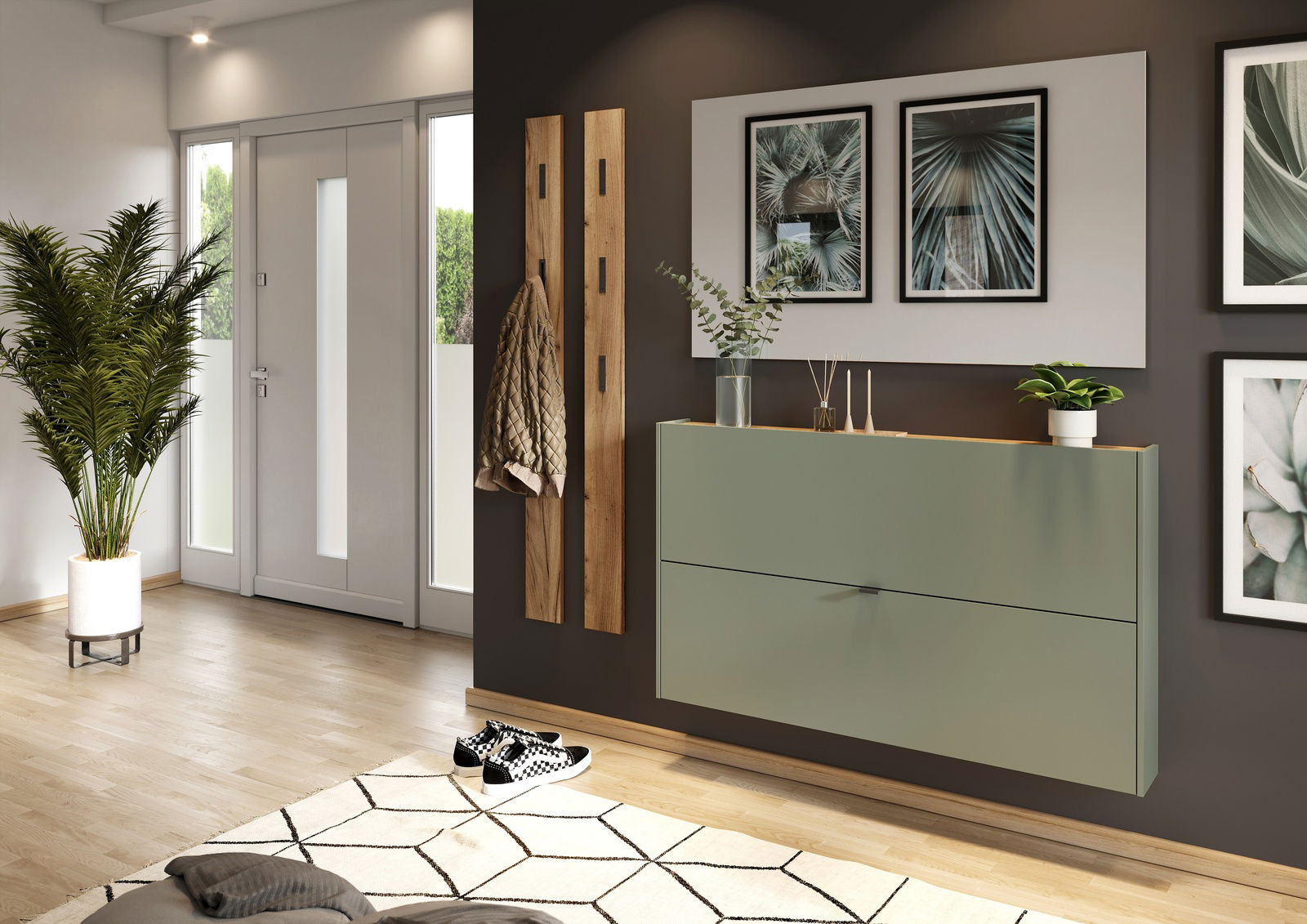 MID.YOU Schuhschrank AMECA Moderner Schuhschrank in einem stilvollen Flur, seitliche Perspektive