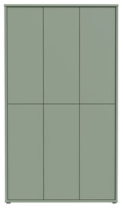 Grüner, hoher XXL-Schuhschrank mit sechs Türen, Frontalansicht