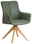 Novel Armlehnstuhl YUKI 2.0 Grüner Armlehnstuhl mit Holzbeinen, seitliche Perspektive