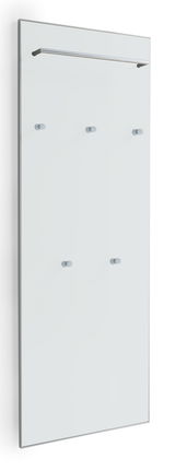 XL-Garderobenpaneel flach aus der Serie SANTINA von VOSS, seitliche Perspektive, mit mehreren Haken und einer oberen Stange.