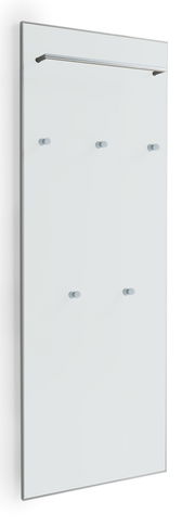 XL-Garderobenpaneel flach aus der Serie SANTINA von VOSS, seitliche Perspektive, mit mehreren Haken und einer oberen Stange.