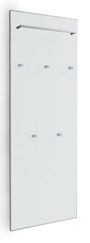 XL-Garderobenpaneel flach aus der Serie SANTINA von VOSS, seitliche Perspektive, mit mehreren Haken und einer oberen Stange.