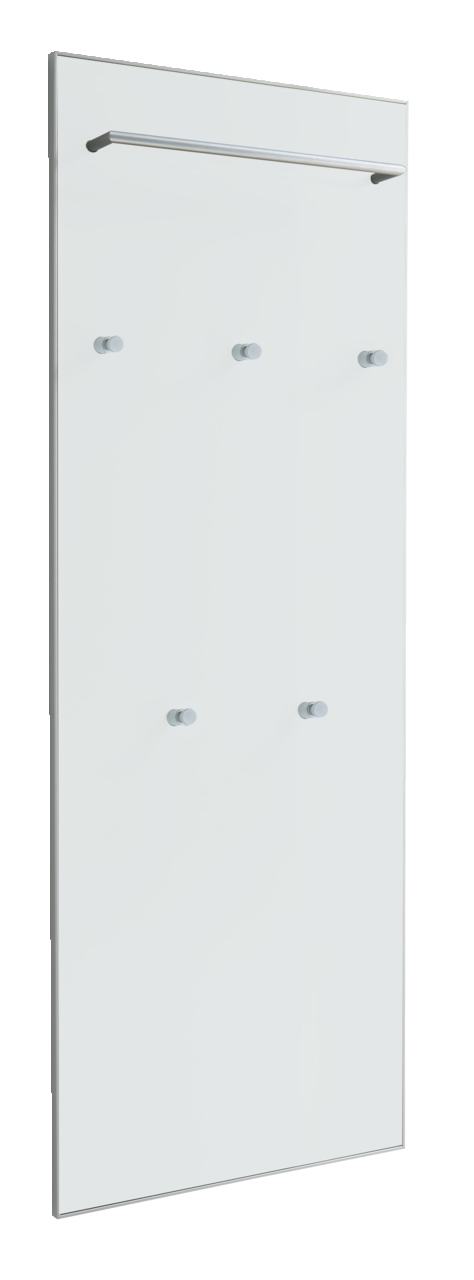 VOSS XL-Garderobenpaneel flach SANTINA XL-Garderobenpaneel flach aus der Serie SANTINA von VOSS, seitliche Perspektive, mit mehreren Haken und einer oberen Stange.